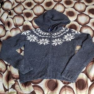 Women Gray/White SO Christma Sweater Jacket Size M